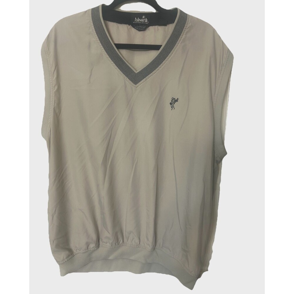 Ashworth Weather Systems  XL Golf Vest Gray Beige Water Repellent Wind Resistant